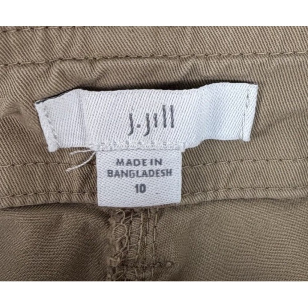 J. Jill Pima Cotton Patch Pocket Cuffed Women's Crop Pants 10 Khaki Stretch $89 - Picture 2 of 9